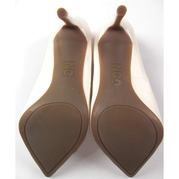 INC International Concepts Faux Leather Pointed Toe Pumps Women White 7 M - Picture 6 of 6